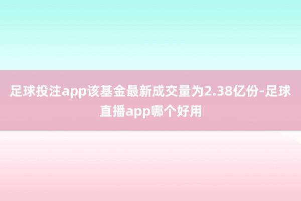 足球投注app该基金最新成交量为2.38亿份-足球直播app哪个好用