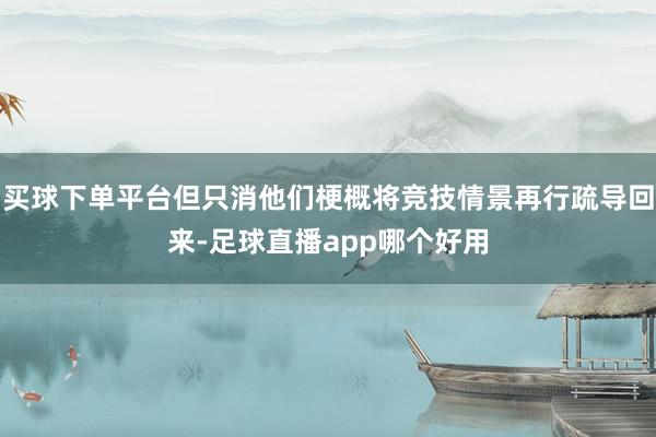 买球下单平台但只消他们梗概将竞技情景再行疏导回来-足球直播app哪个好用